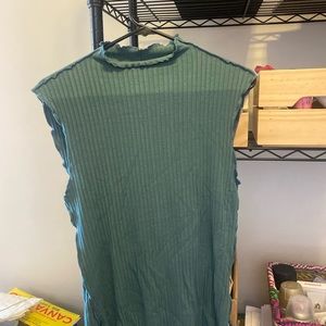 Blue Free People Mock Neck Tank Top Open Back